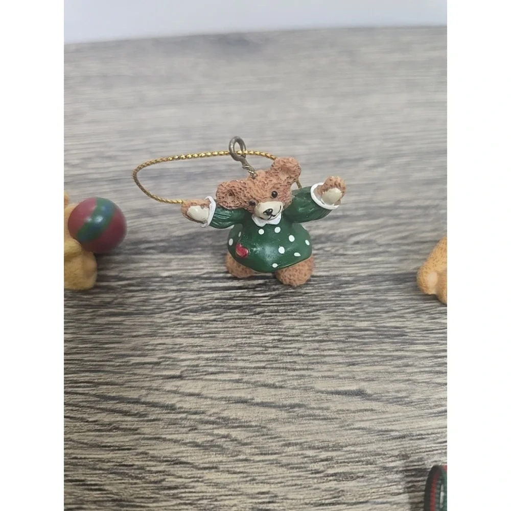 Vintage Kurt Adler Holly Bearies Miniature Bear Ornaments Set of 6‎ Christmas